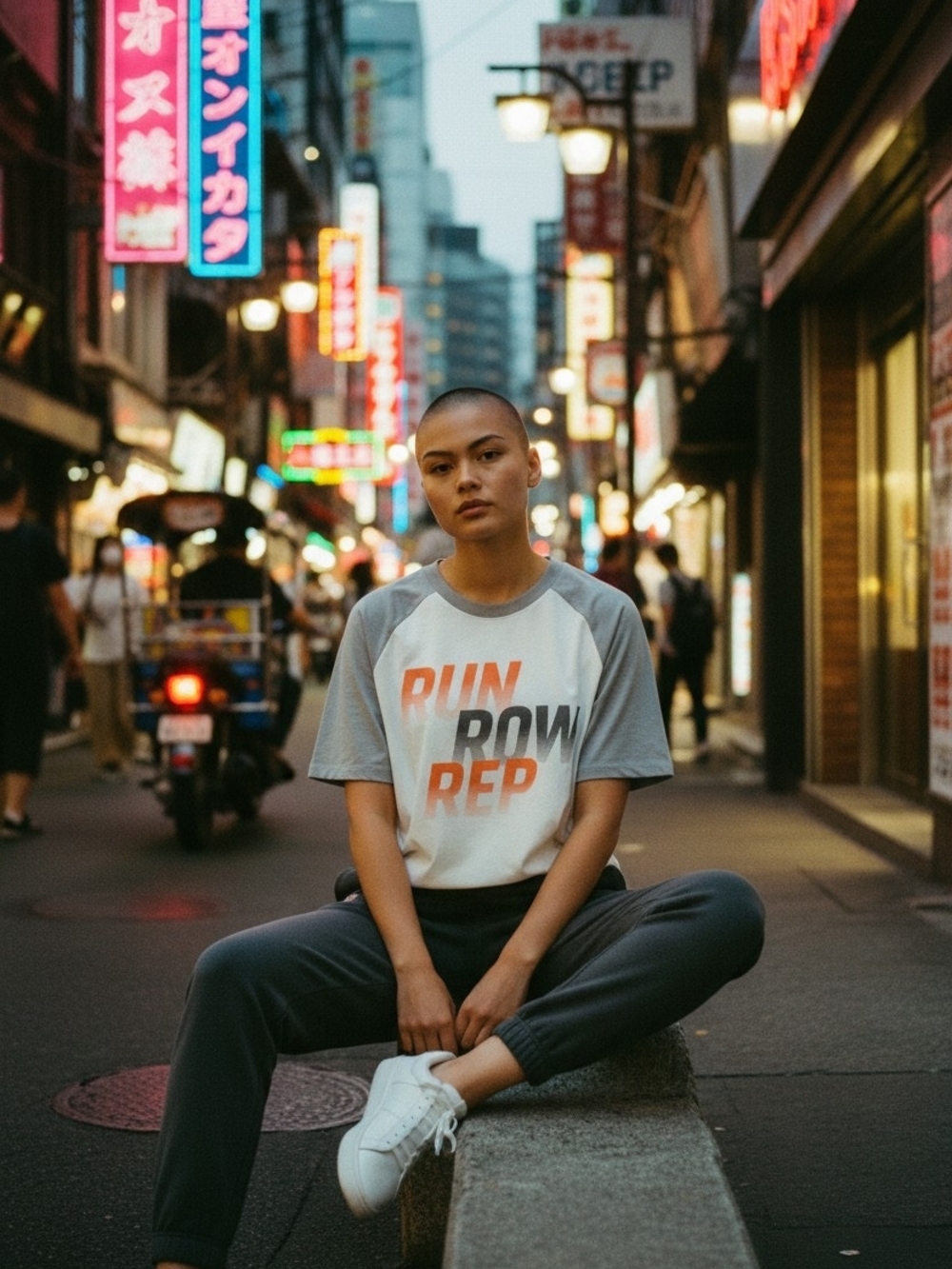 Orangetheory RUN ROW REP Short Sleeve Raglan Tee - White/Gray/Orange